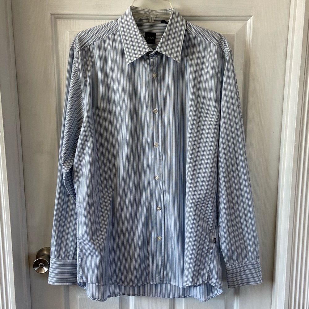 Boss Black Hugo Boss Button Up Striped Shirt Sz L